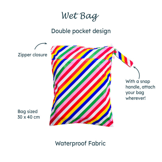 Nestling Double Pocket Wet Bag - Diagonal Stripe