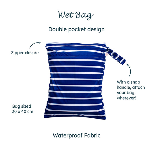 Nestling Double Pocket Wet Bag - Navy Stripe