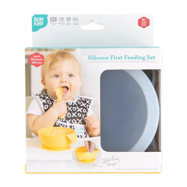 Bumkins Silicone First Feeding Set - Gray