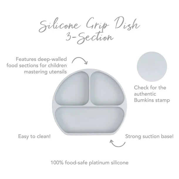 Bumkins Silicone Grip Dish - Gray