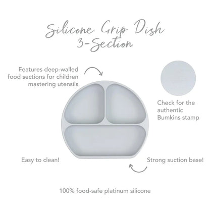 Bumkins Silicone Grip Dish - Gray
