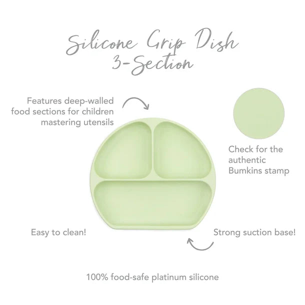 Bumkins Silicone Grip Dish - Green