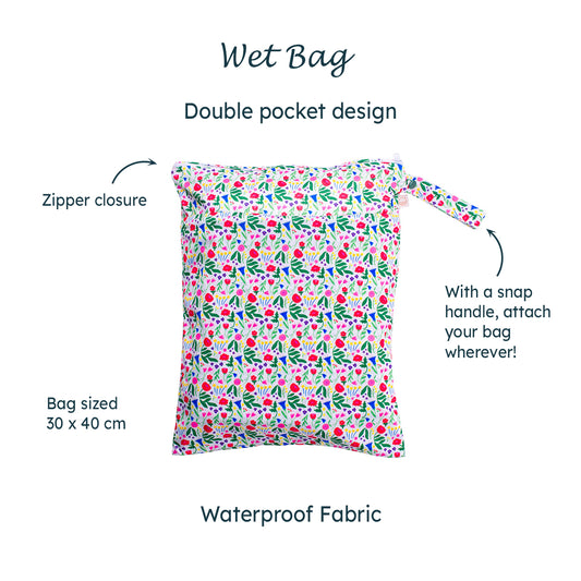 Nestling Double Pocket Wet Bag - Garden