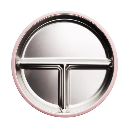 Nestling Stainless Divided Suction Plate  - Dusty Pink