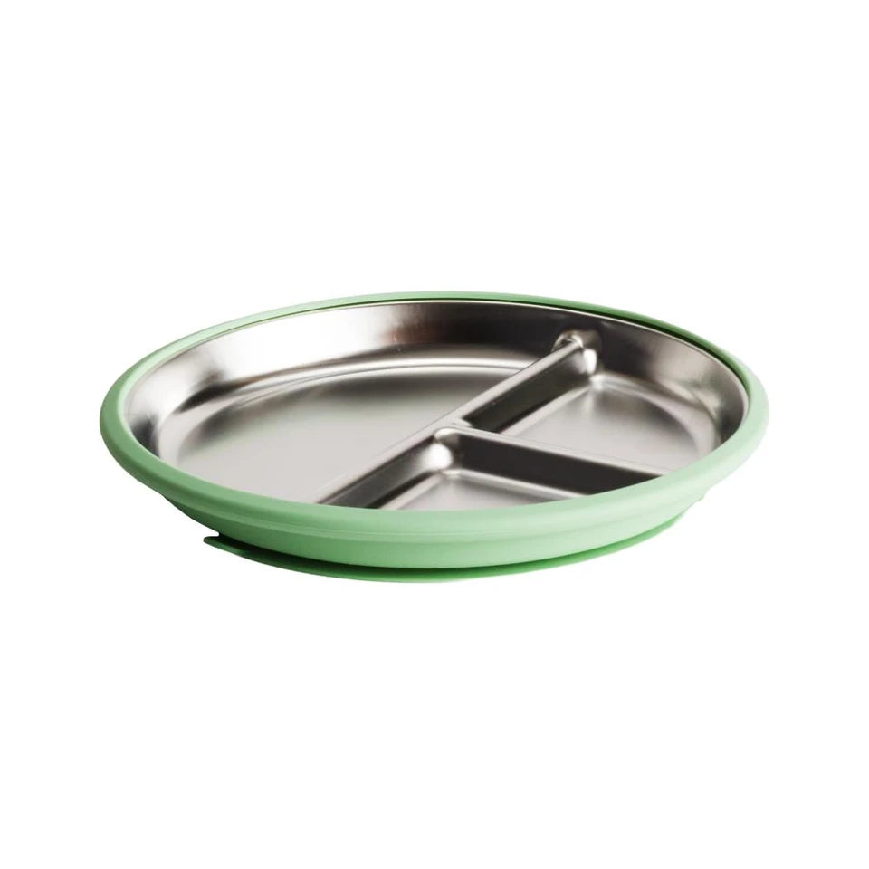 Nestling Stainless Divided Suction Plate  - Sage