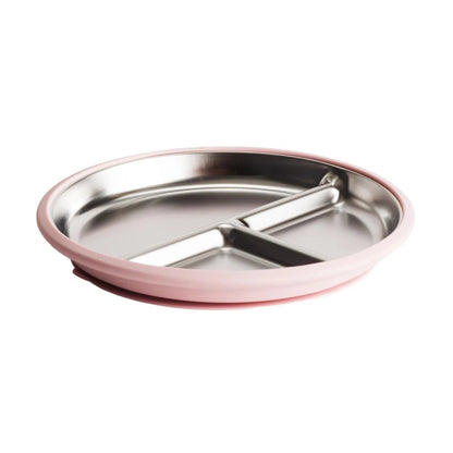 Nestling Stainless Divided Suction Plate  - Dusty Pink
