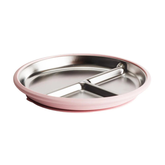 Nestling Stainless Divided Suction Plate  - Dusty Pink