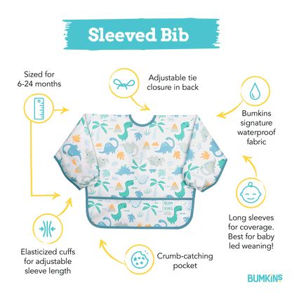 Bumkins Waterproof Sleeved Bib - Dinosaurs