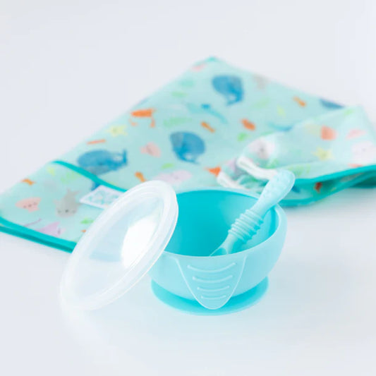 Bumkins Silicone First Feeding Set - Blue