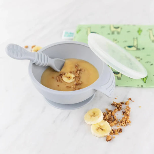 Bumkins Silicone First Feeding Set -  Gray