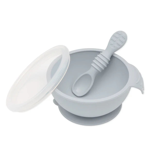Bumkins Silicone First Feeding Set -  Gray