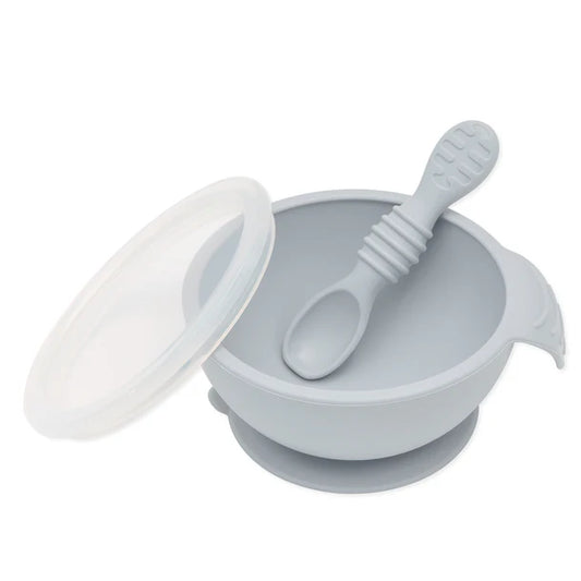 Bumkins Silicone First Feeding Set -  Gray