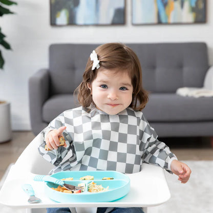 Bumkins Waterproof Sleeved Bib - Charcoal Check