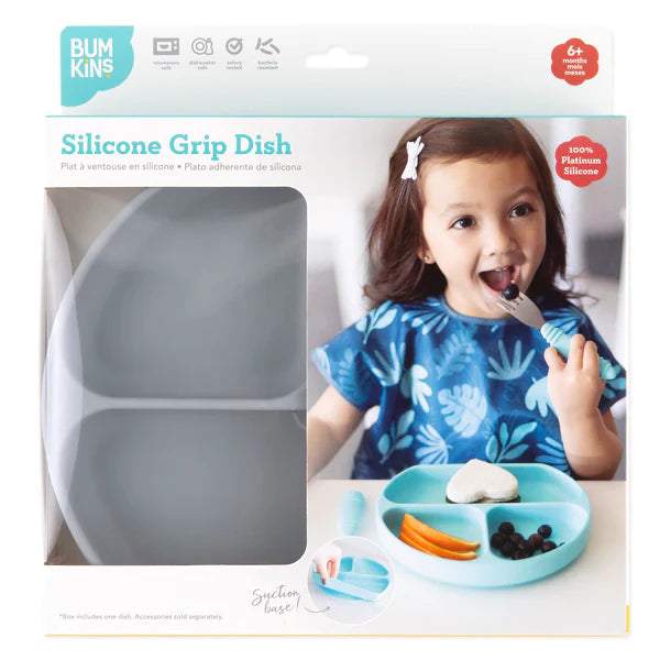 Bumkins Silicone Grip Dish - Gray