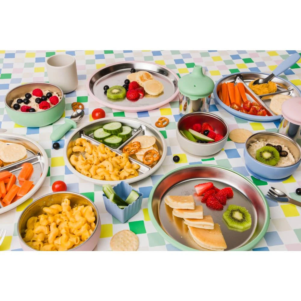 Nestling Stainless Divided Suction Plate  - Sage