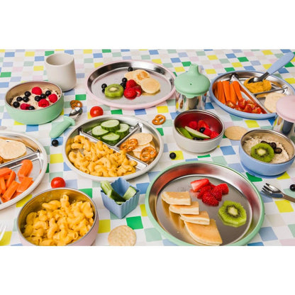 Nestling Stainless Divided Suction Plate  - Sage
