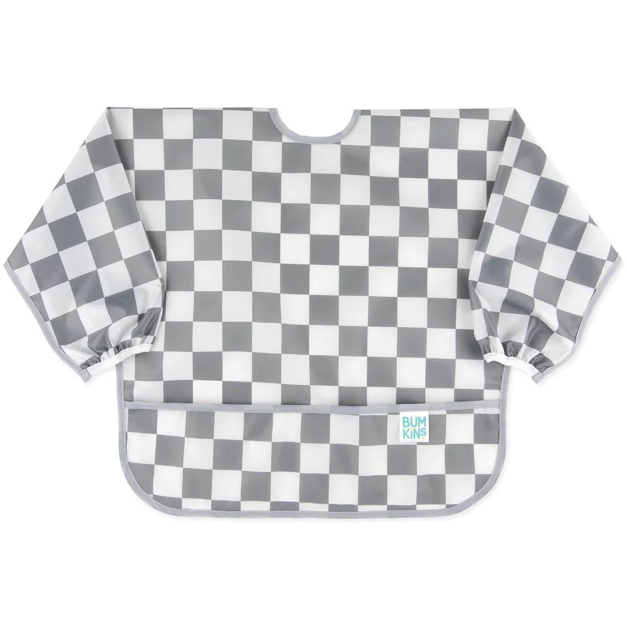 Bumkins Waterproof Sleeved Bib - Charcoal Check