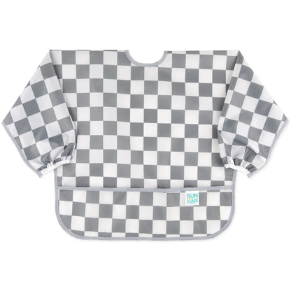 Bumkins Waterproof Sleeved Bib - Charcoal Check