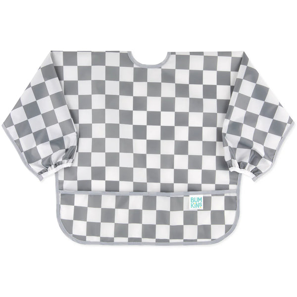 Bumkins Waterproof Sleeved Bib - Charcoal Check