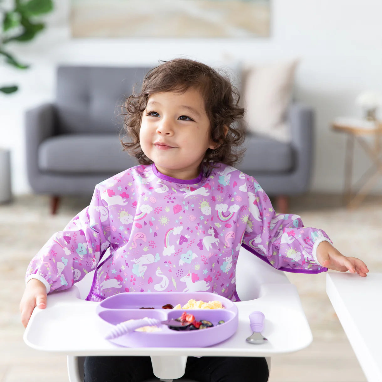 Bumkins Waterproof Sleeved Bib - Unicorns