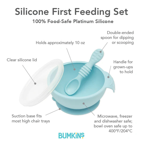 Bumkins Silicone First Feeding Set - Blue