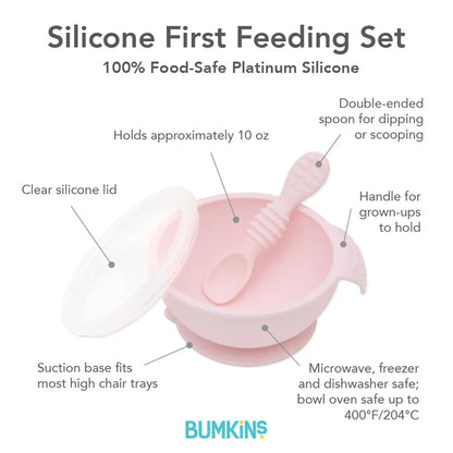 Bumkins Silicone First Feeding Set - Pink