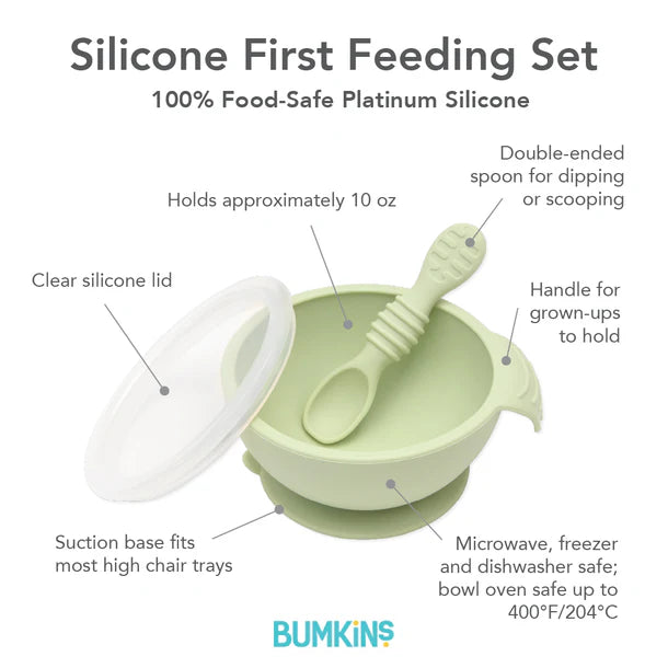 Bumkins Silicone First Feeding Set - Sage
