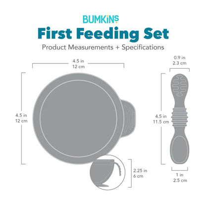Bumkins Silicone First Feeding Set -  Gray