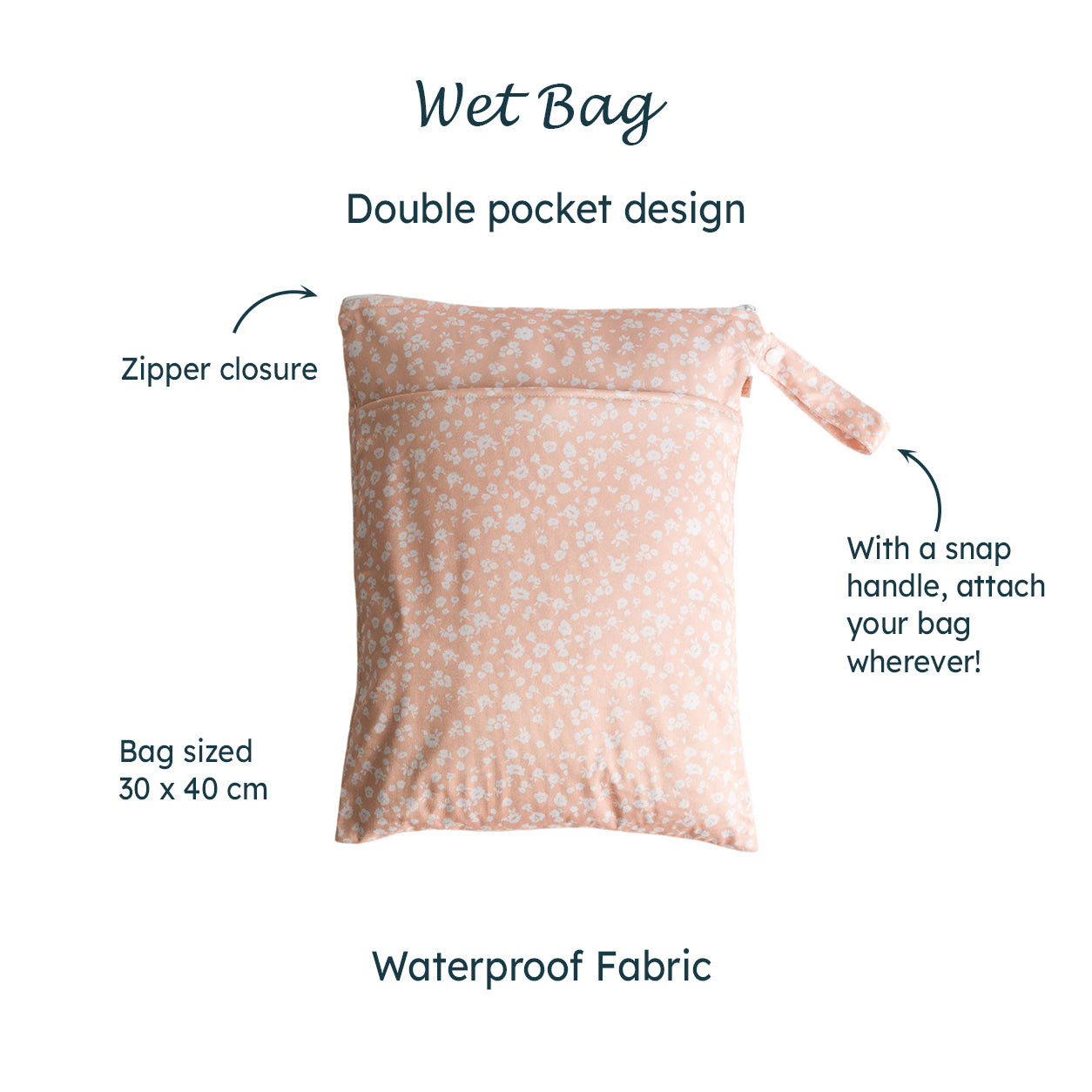 Nestling Double Pocket Wet Bag - Dusty Pink Floral
